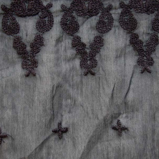 Displaying Aero a black shaded Silk and Cotton blend featuring double border embroidery