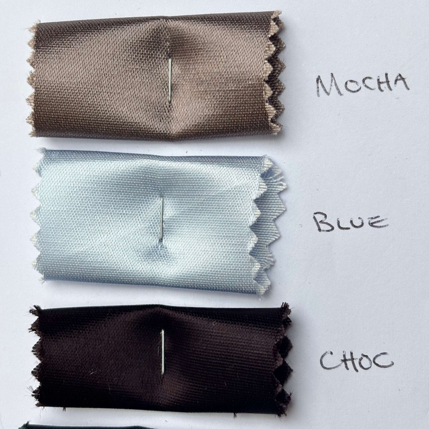 Exhibiting ivana's Color card of mocha, blue and choc