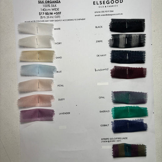 Presenting the Silk Organza Color Card