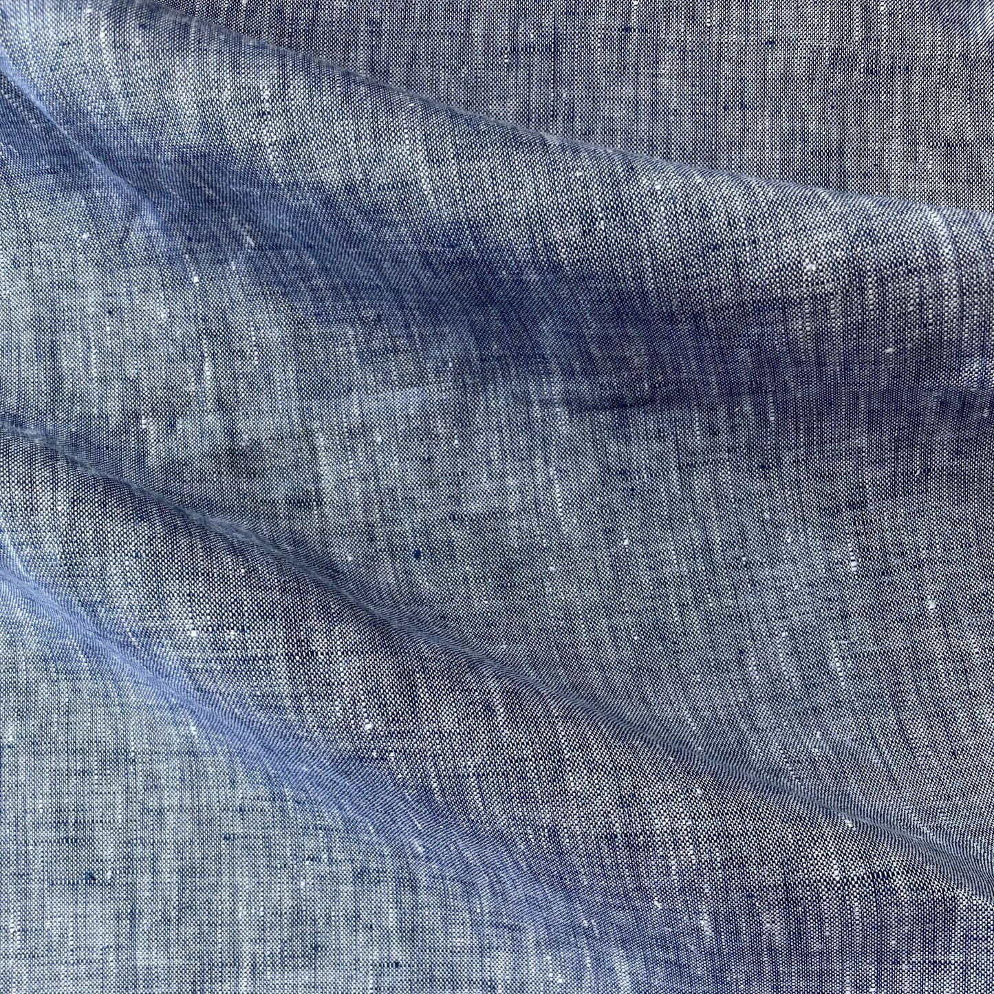 Hanky Linen presenting the denim color version of a dress weight breathable soft pure linen