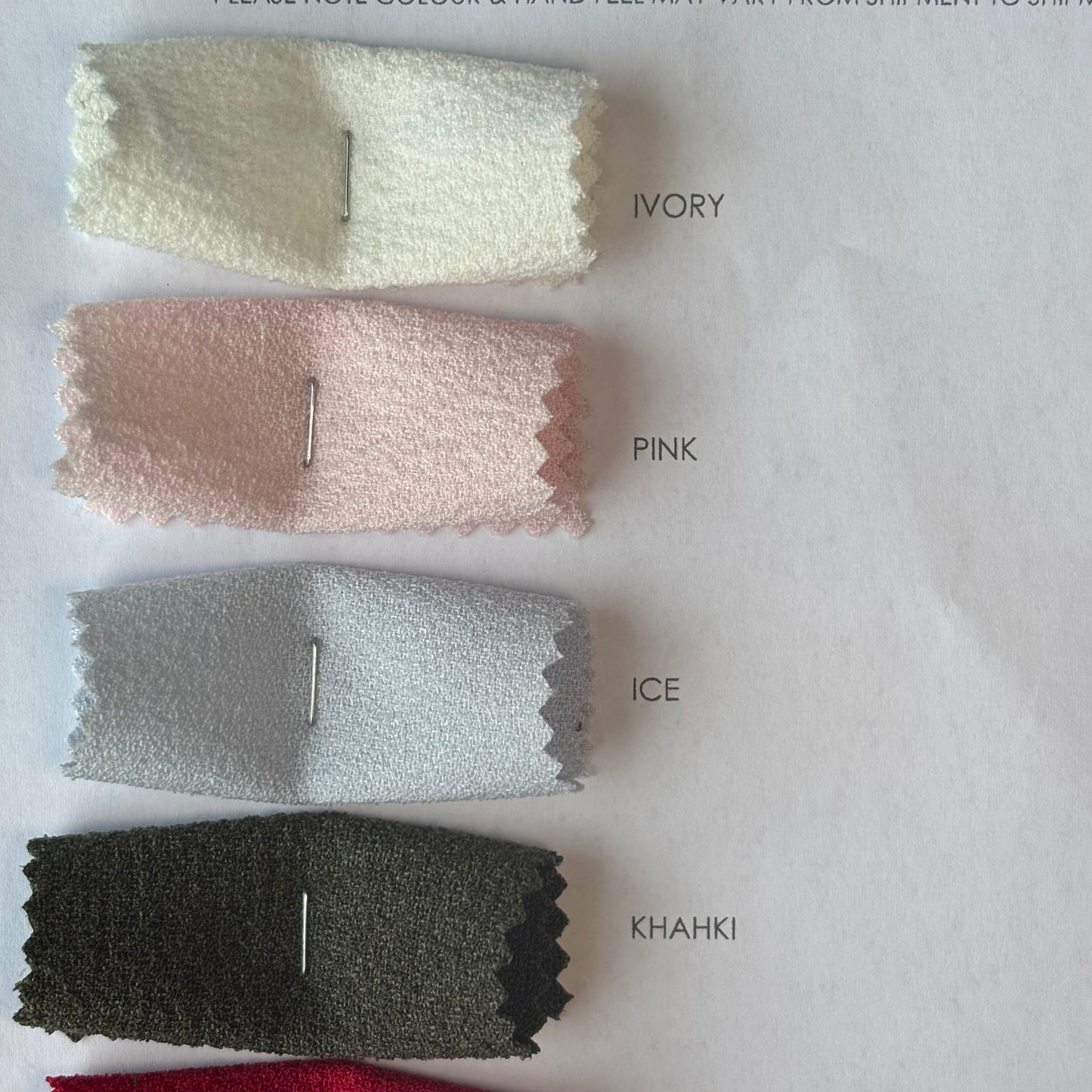 Presenting a closeup of the London Crepe color swatches selection