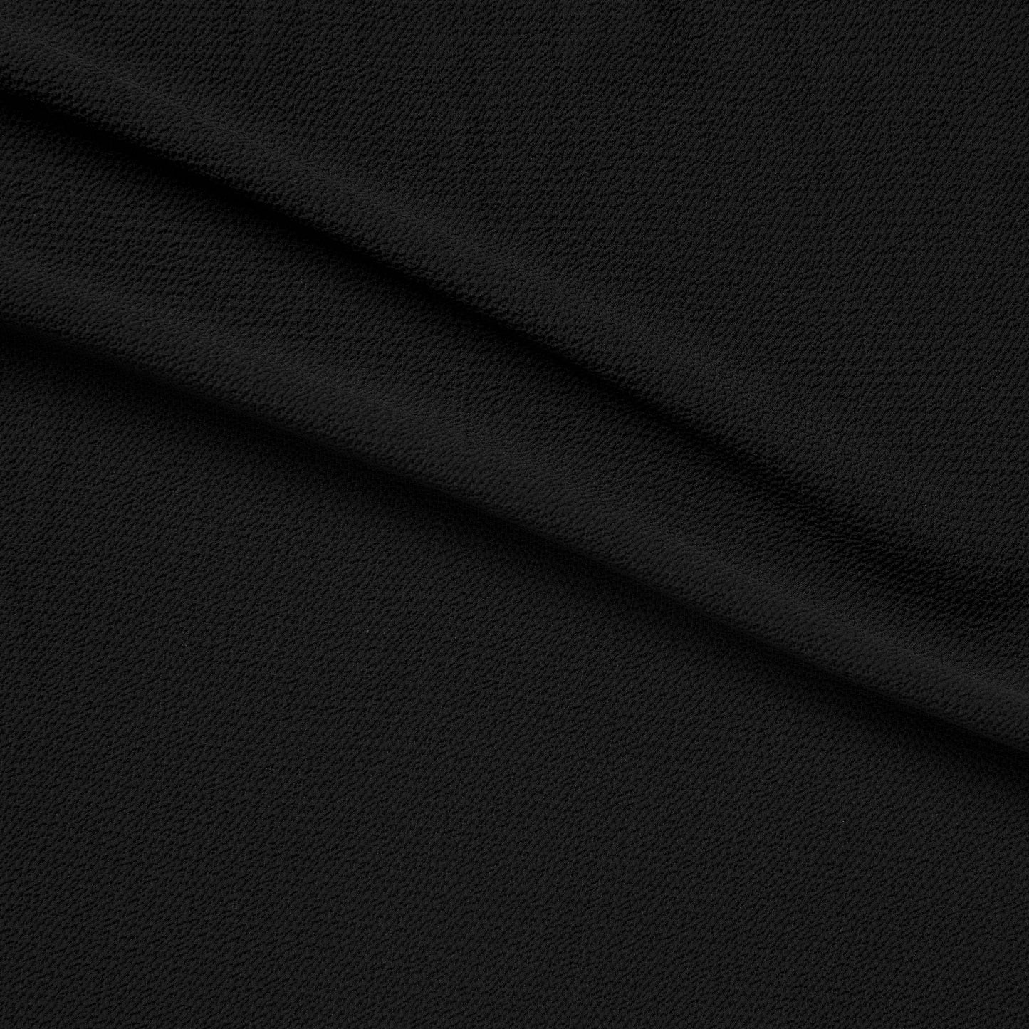 Bubble displaying the Black color version featuring soft light weight stretch crepe-weave polyester with spandex featuring great drape