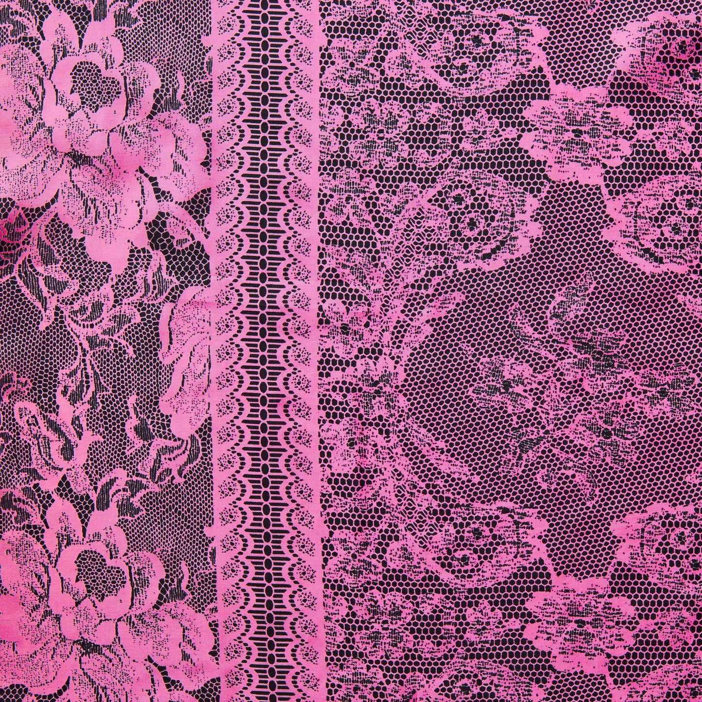 candice displaying the pink colored version featuring floral Rochelle lace print on lightweight pure jap silk with fluid drape