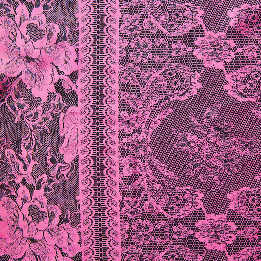 candice presenting the pink colored version featuring floral Rochelle lace print on lightweight pure jap silk with fluid drape