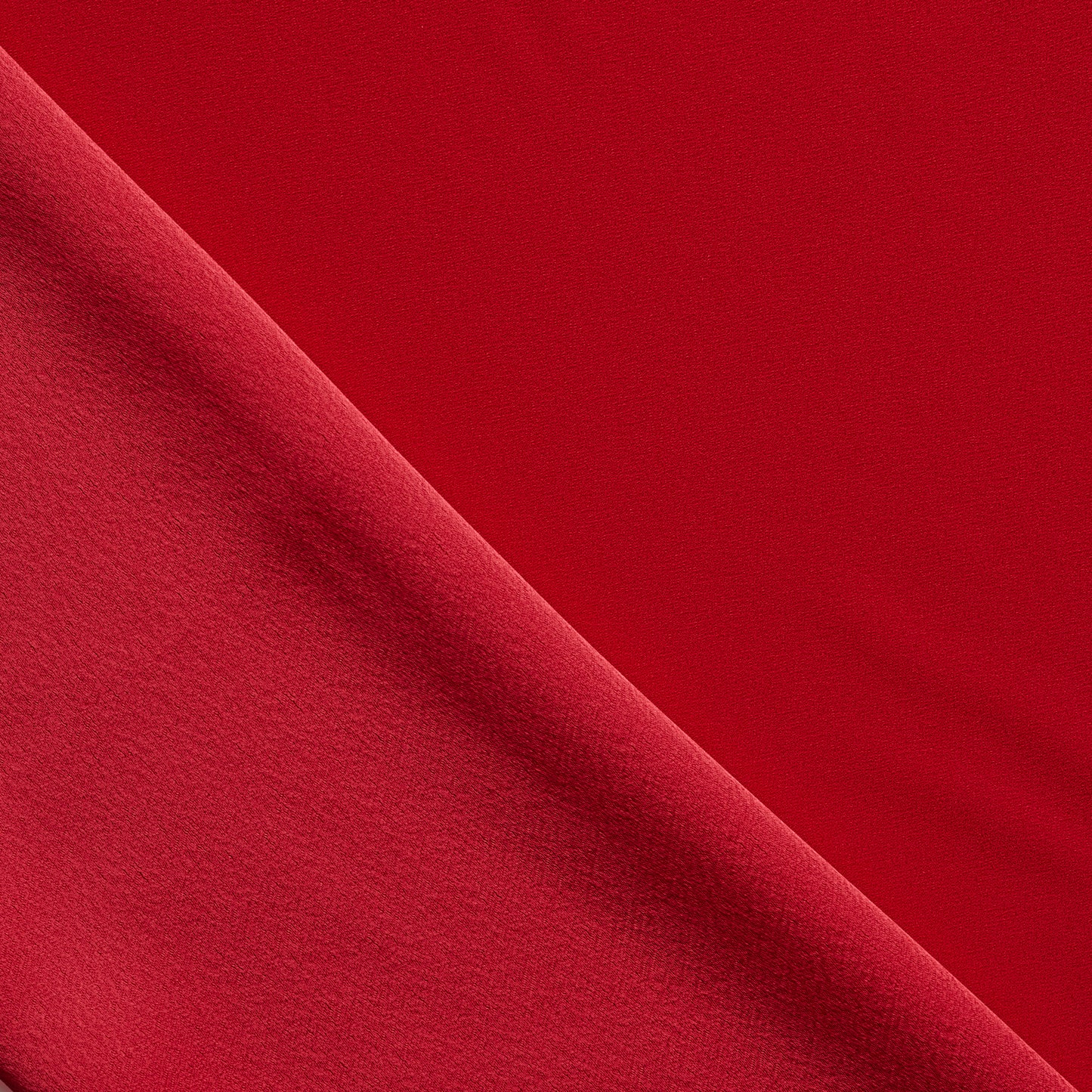 celebrity displaying the red colored version of a polyester microfiber satin back crepe both sides shown