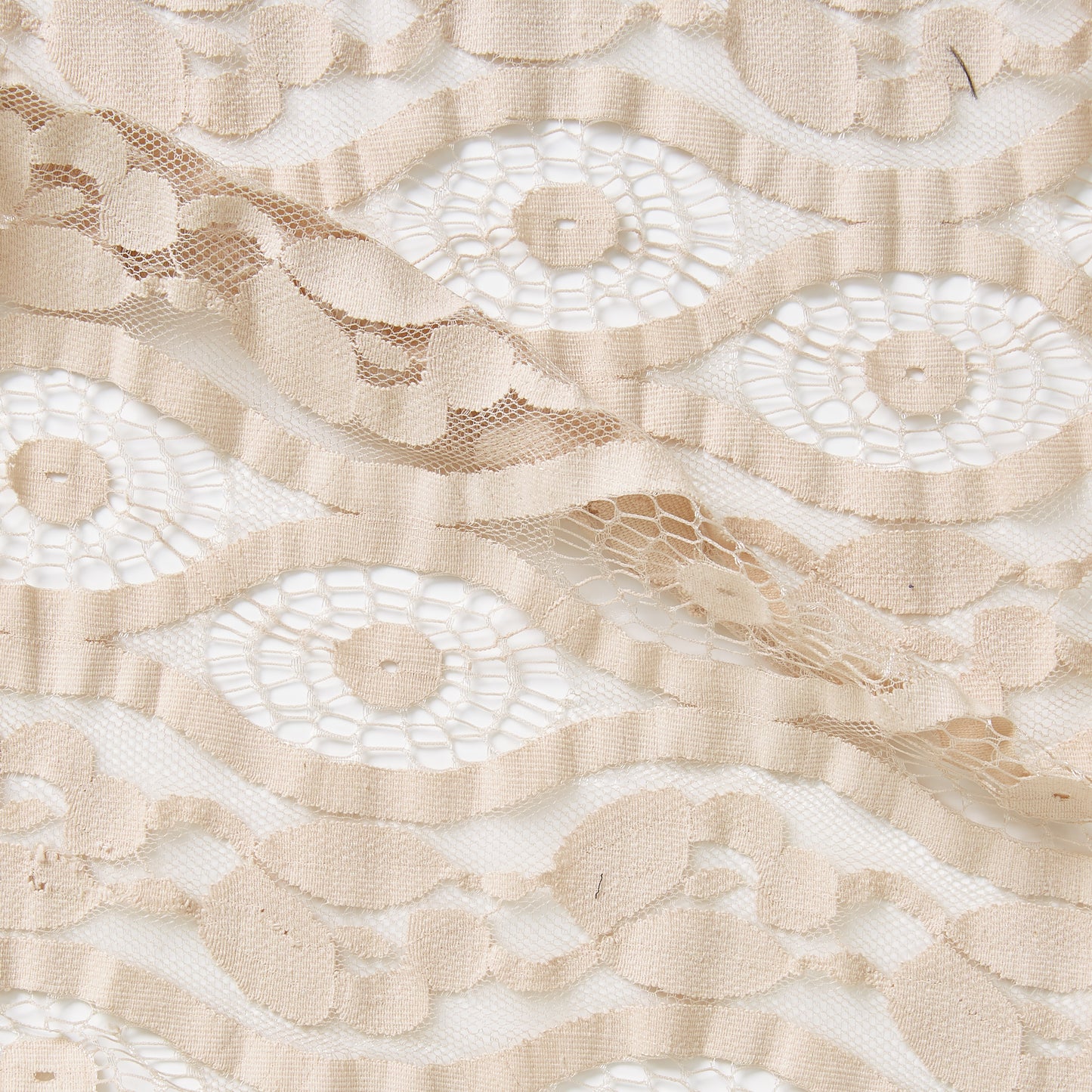 Showing cyclone a dusty colored embroidered cotton and nylon lace with eye and floral pattern