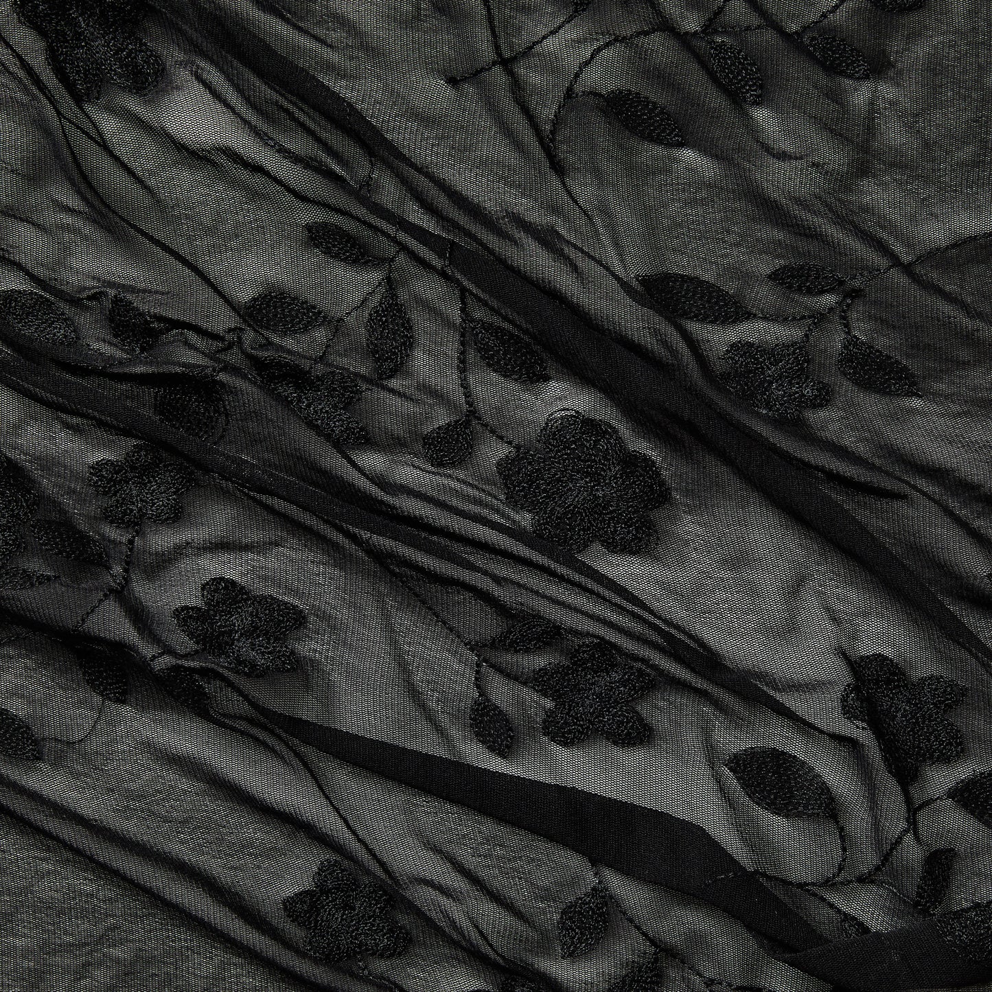 Exhibiting destiny a black colored Rayon and Nylon Floral Embroidery on sheer sheer mesh