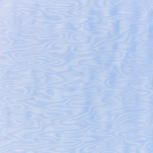 Elysee presenting the sky color version of a crisp cool Acetate taffeta with moiré effect and full bodied drape