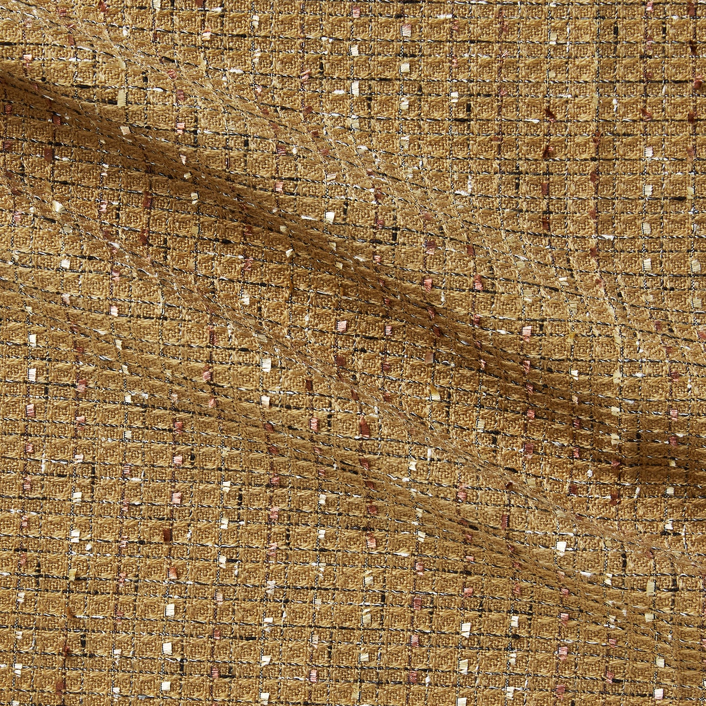 Eyelash presenting the camel color woven yarn dyed tweed-like Acrylic blend for suiting