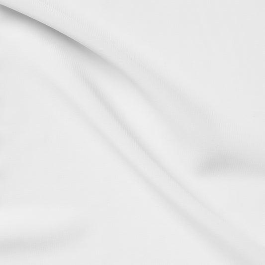 fortune presenting the white color version with smooth stretch polyester blended and spandex featuring fluid drape