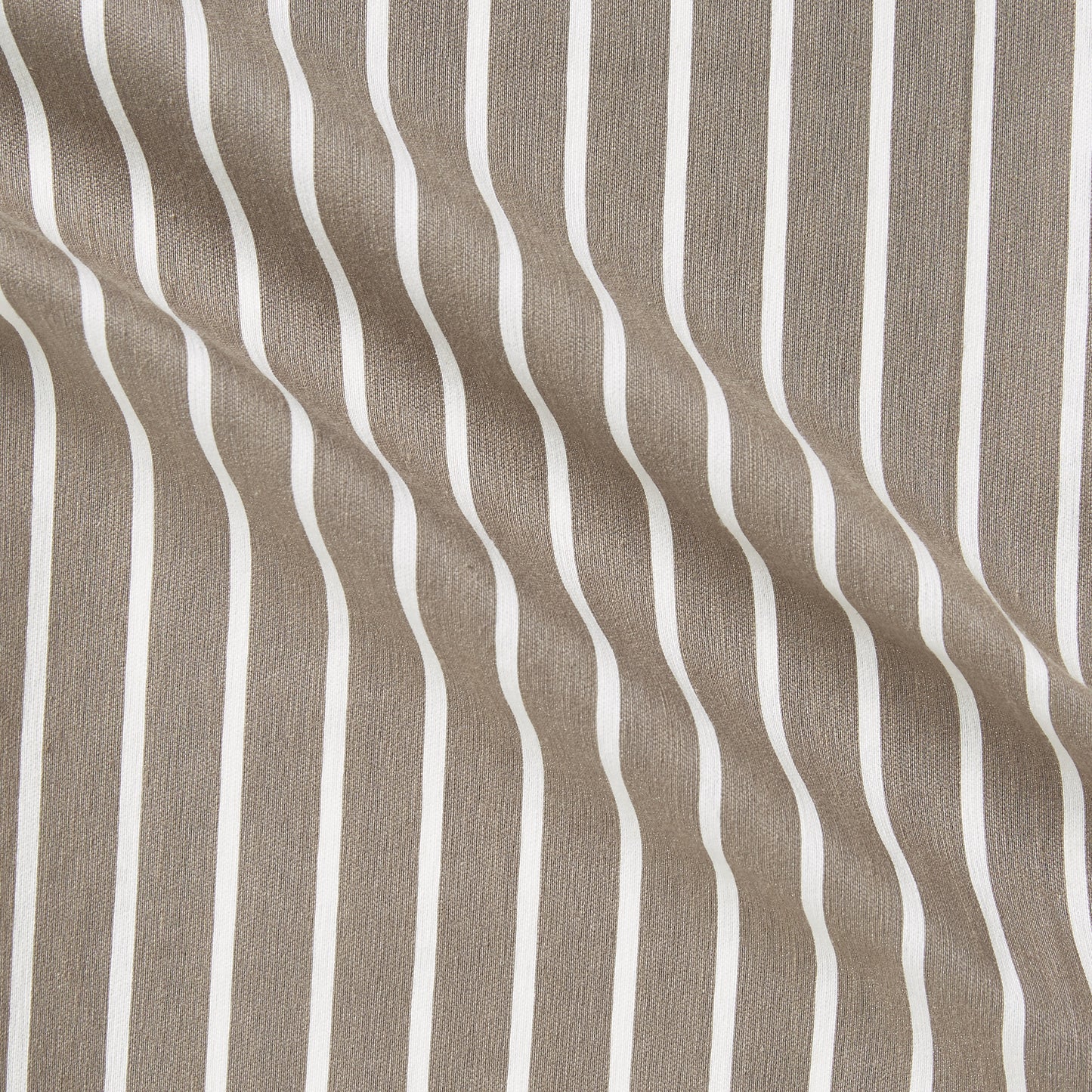 gatsby presenting the mocha color version of a classic Butchers stripe, heavy weight Cotton and nylon blend featuring moderate drape