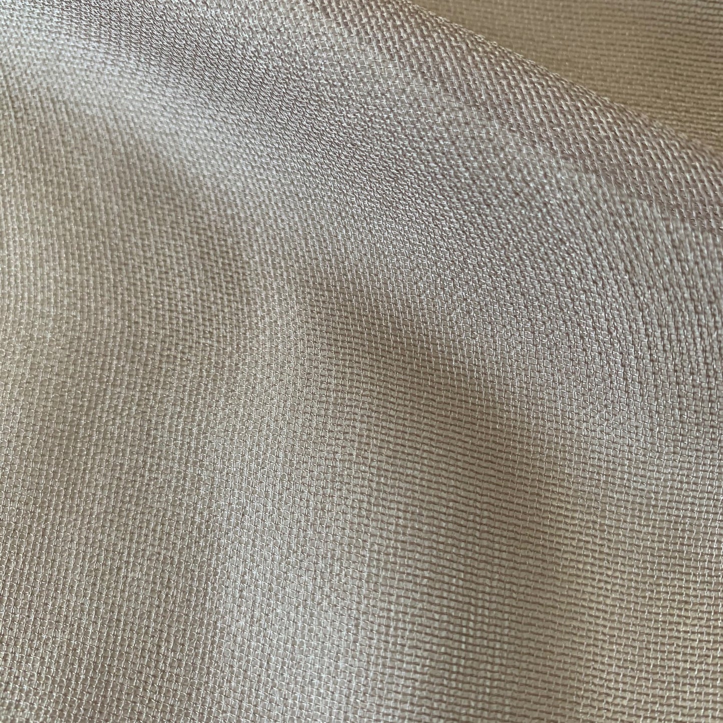 Ghost Mesh displaying the mocha color version of a fine and delicate pure silk mesh with subtle silk sheen in closeup