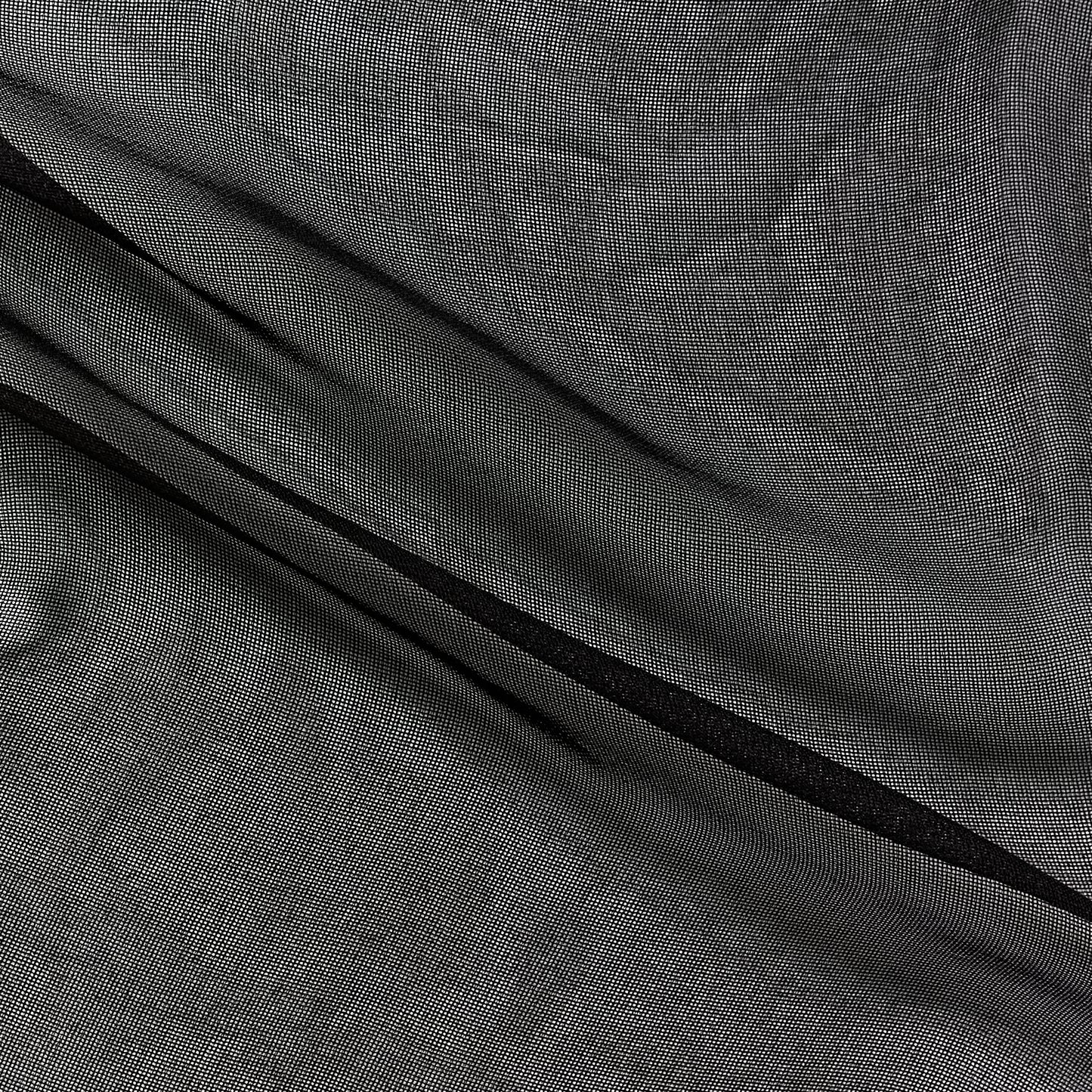Ghost Mesh displaying the black variant of color fine and delicate pure silk mesh with subtle silk sheen