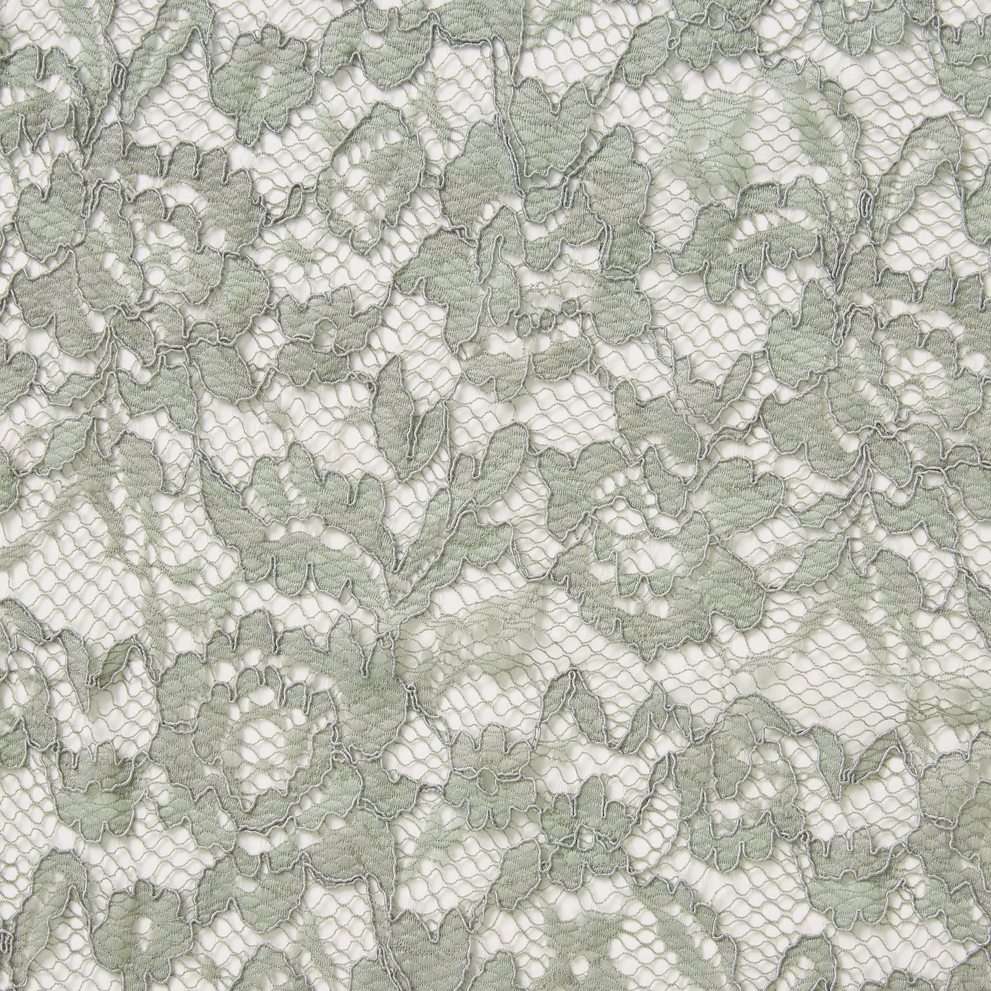 mayfair presenting the pewter color version of a rayon and nylon classic rochelle lace with rose design and double scalloped edge