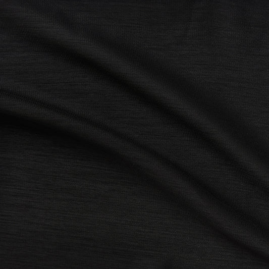 minaret presenting the black color version of a Light-weight cool handle soft pure polyester with fluid drape and textured lines