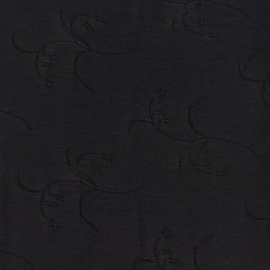 myth presenting the black color version of a light weight floral jacquard pure rayon georgette with good drape