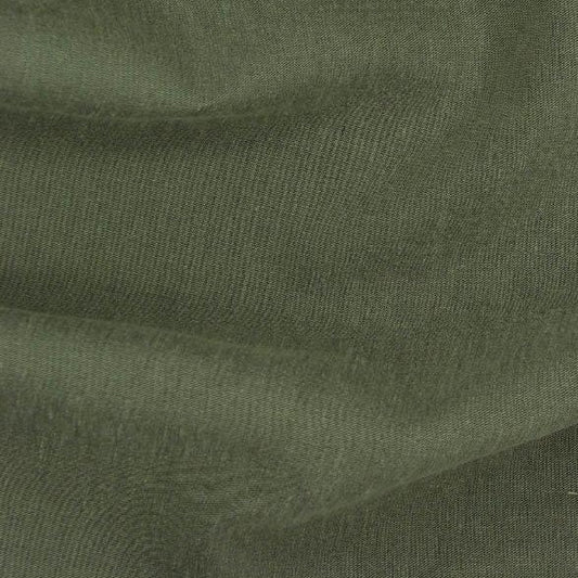 millenium presenting the taupe color version of a soft rayon poly and linen blend yarn dyed woven face with chocolate colored satin back