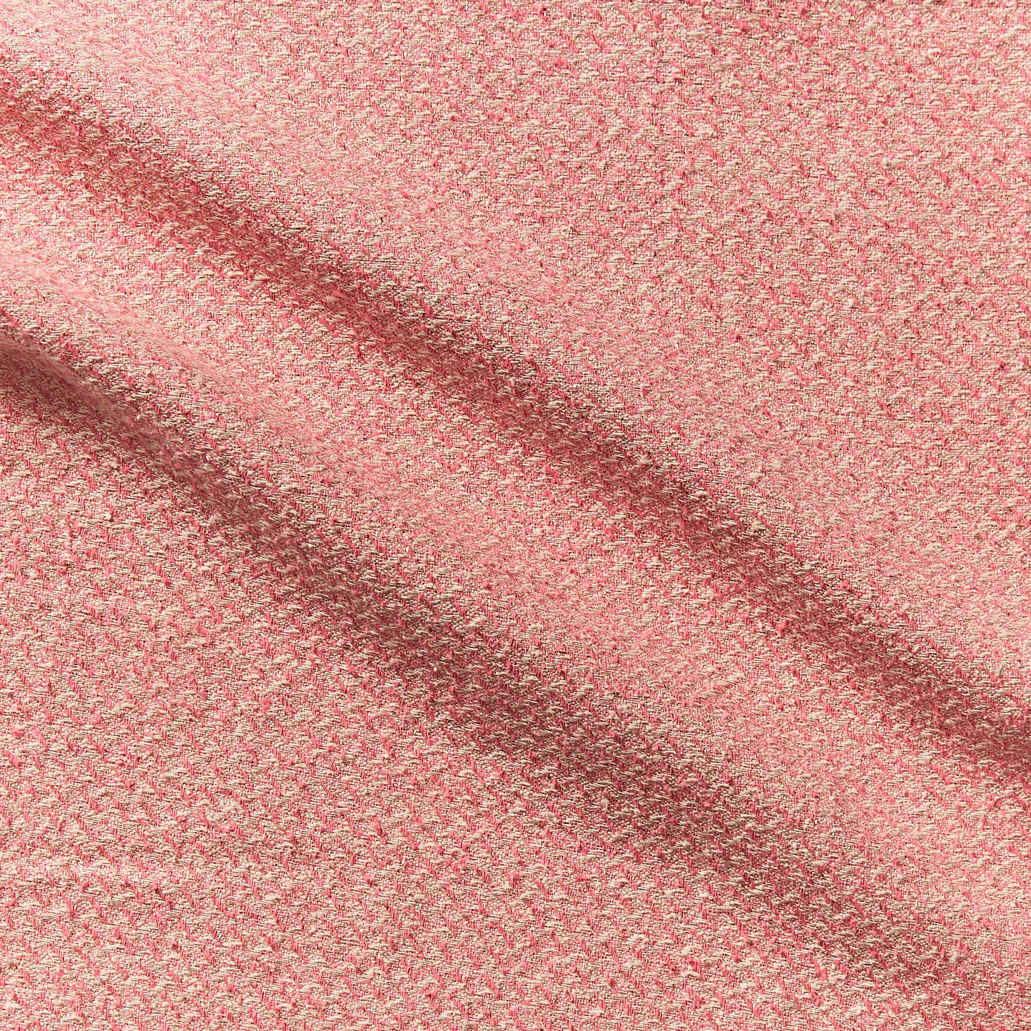 phoenix presenting the coral color version of a textured tweed look yard dyed heavy weight pure silk with lurex highlights