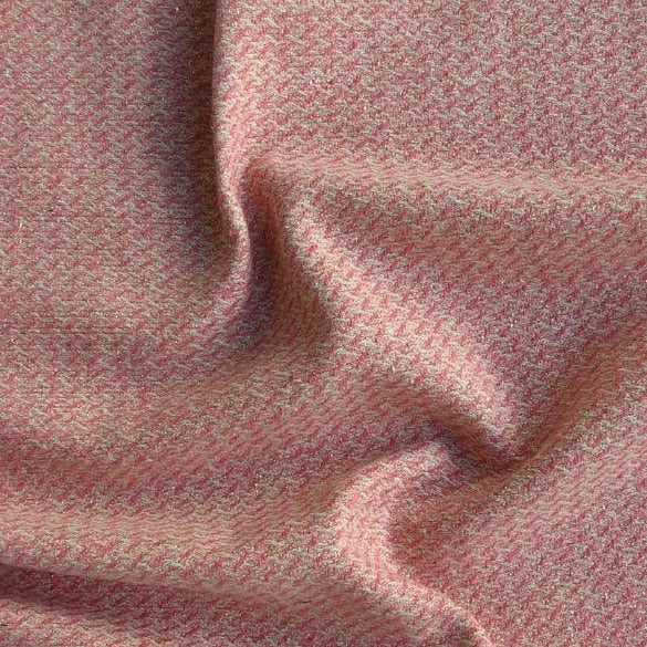 phoenix presenting the coral color version of a textured tweed look yard dyed heavy weight pure silk with lurex highlights