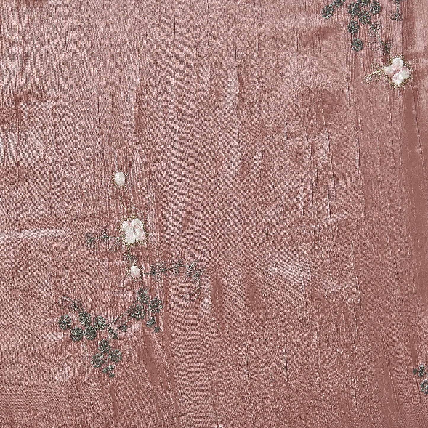 ruby presenting the rose color version embroidered with simple floral pattern crisp pure polyester crushed taffeta
