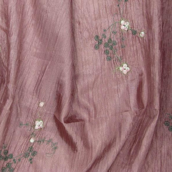 Ruby presenting the rose color version crisp polyester Embroidered with simple floral pattern Crushed Taffeta Ruled 2