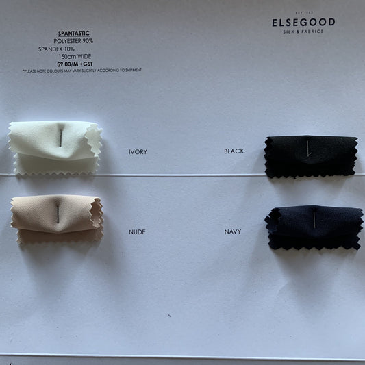 Showing the spantastic color card two way stretch matte mid to heavy weight micro-ploy with extra spandex