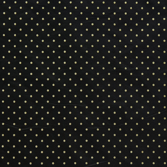 Spot gothic showing a classic spot print on a black colored base crisp satin acetate fabric with moderate drape