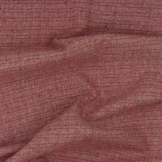 Showing Tweed a lipstick Red colored Wool, polyester, nylon and rayon blend with textured face with textured face and slubs and moderate drape