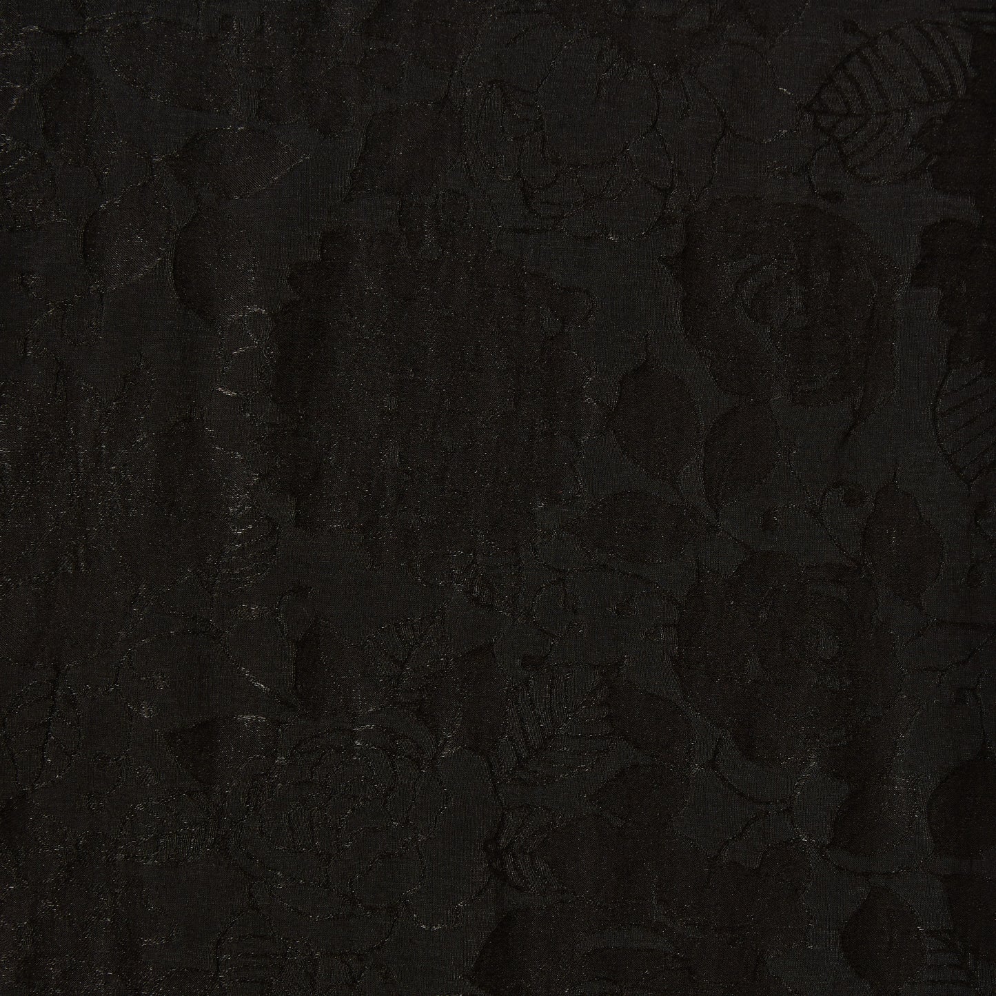 Presenting valentino a black colored elegant jacquard rose design on soft rayon, wool and nylon blend with moderate drape