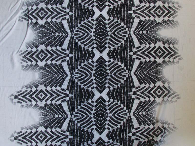 warrior presenting a black silk and viscose blend with warp print