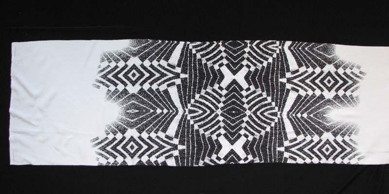 Presenting the warrior black silk and viscose blend with warp print