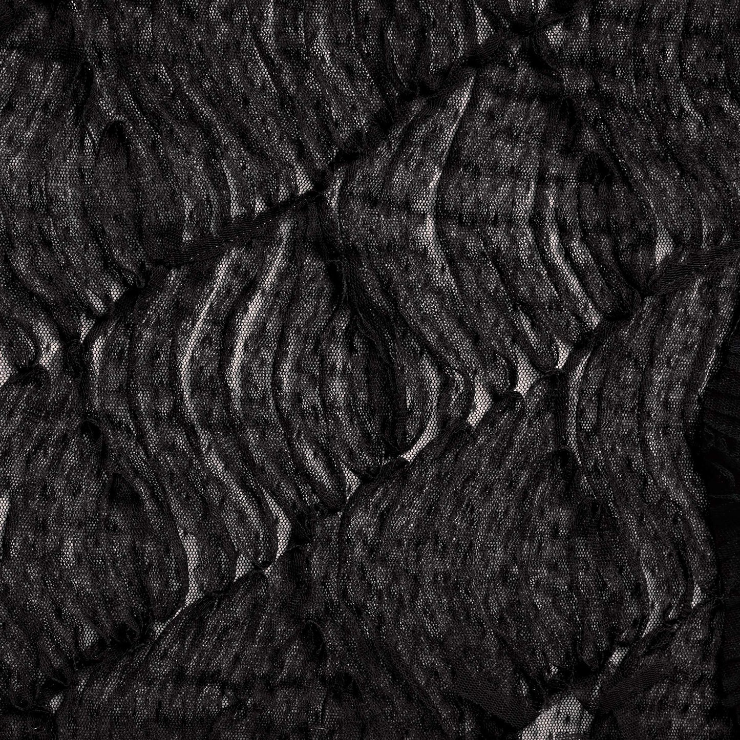 ziggy presenting the black color version of a pure polyester featuring Layered ribbon embroidered on mesh base