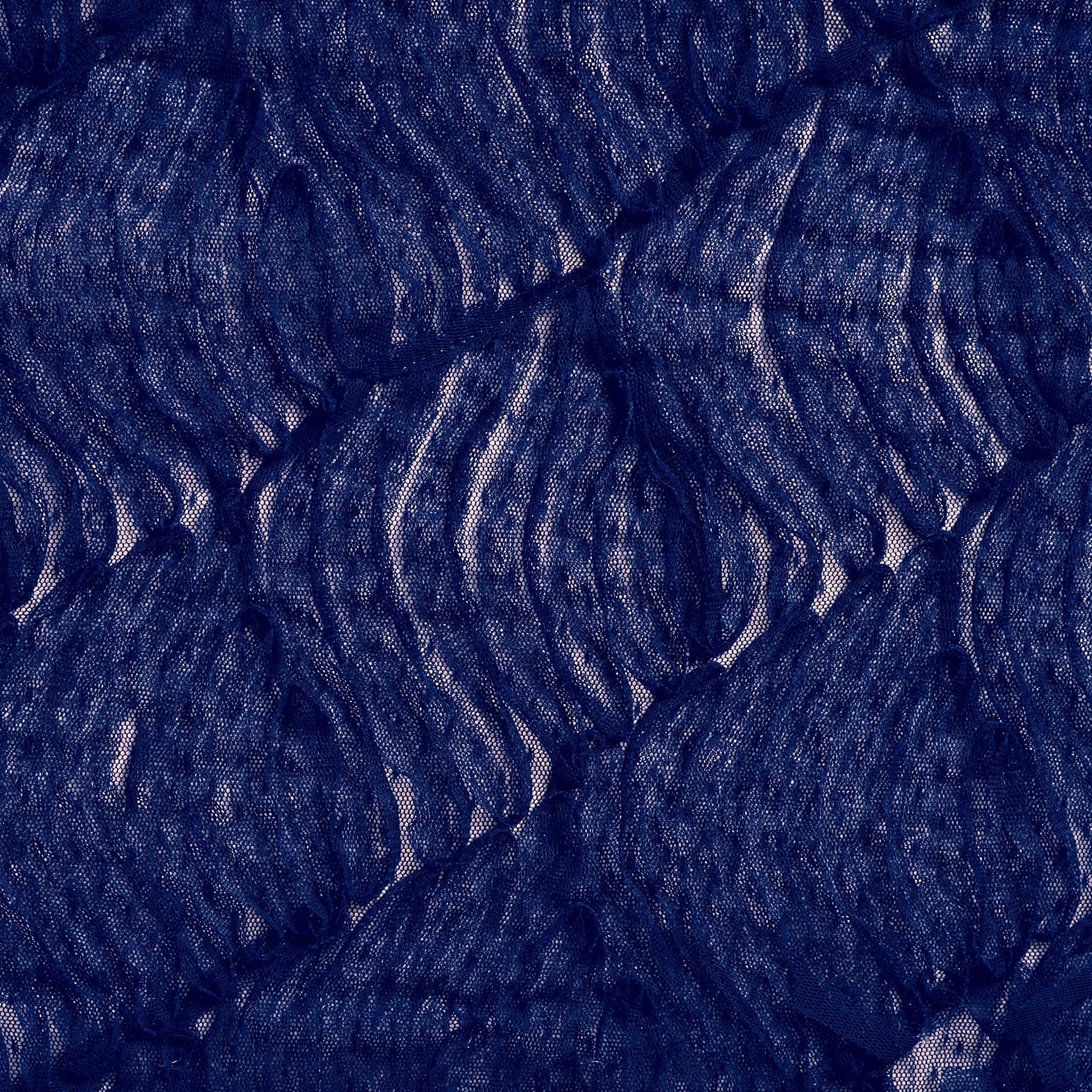 ziggy presenting the royal blue color version of a pure polyester featuring Layered ribbon embroidered on mesh base