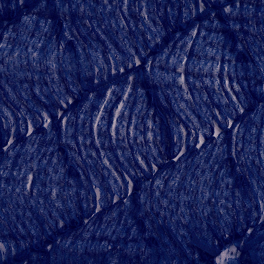 ziggy presenting the royal blue color version of a pure polyester featuring Layered ribbon embroidered on mesh base