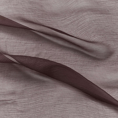 silk crinkle chiffon showing the chocolate color version of a sheer soft pure silk with textured yoryu weave and fluid drape