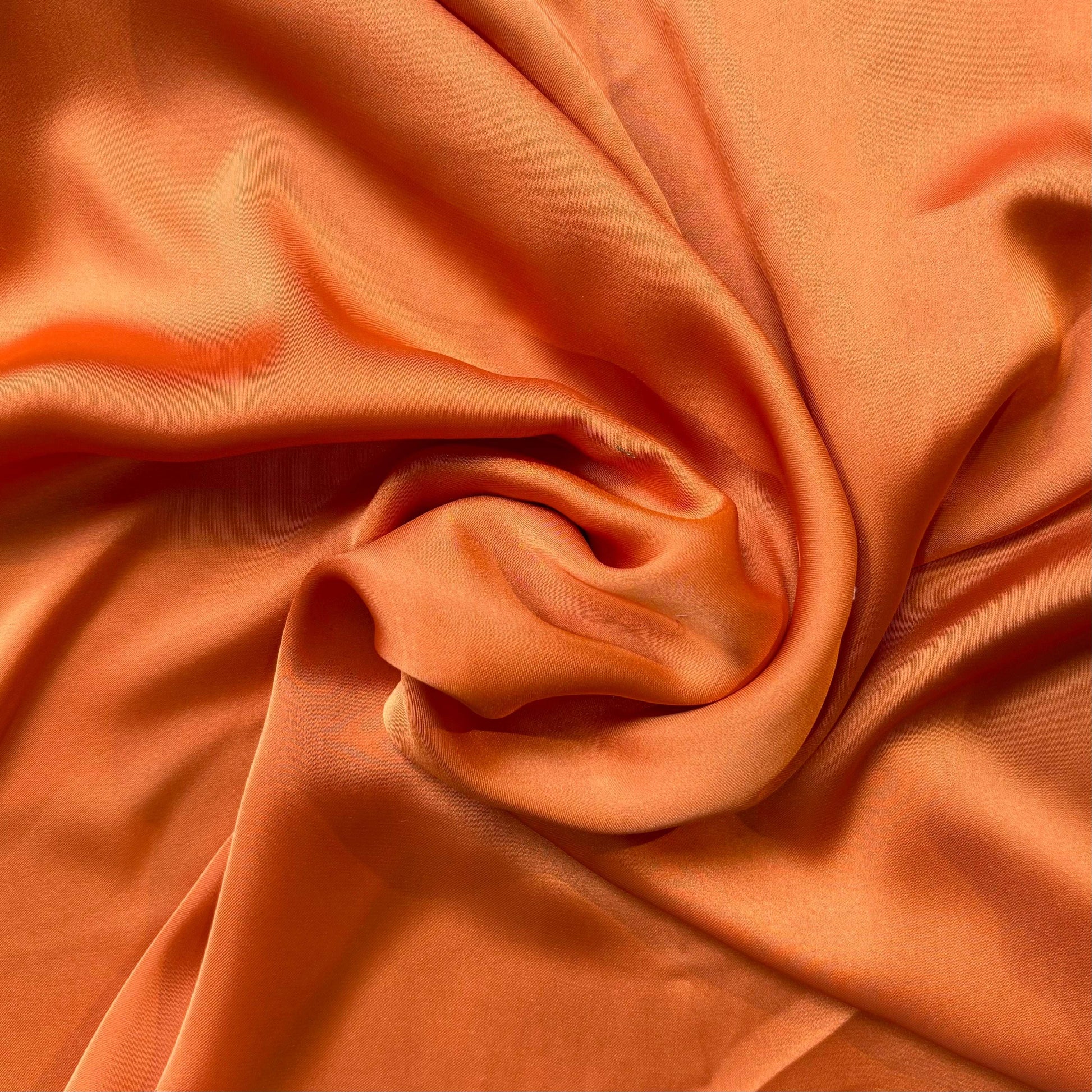 Deluxe presenting the ochre color version of a satin colored chiffon silk like pure polyester with fluid drape