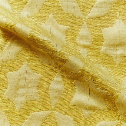 fame presenting the  gold colored Raw pure silk with geometric star designed jacquard with moderate drape