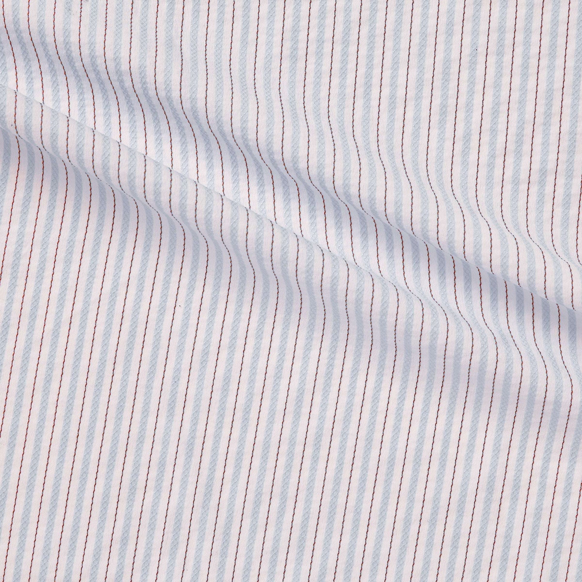 gap presenting the blue color version with Pencil striped stretch nylon cotton and polyester with  spandex  featuring stitch detailing and good drape