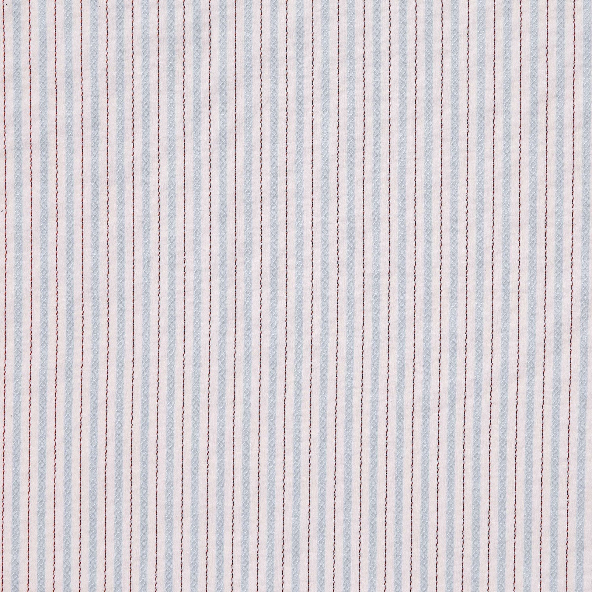 gap presenting the blue color version with Pencil striped stretch nylon and cotton with stitch detailing and good drape