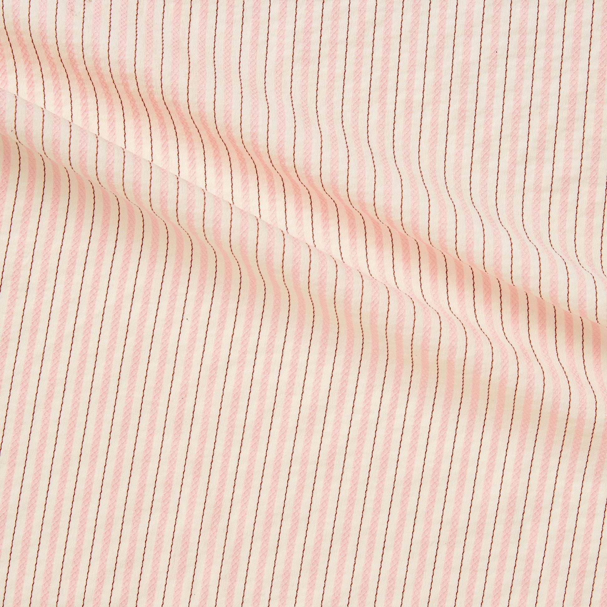 gap presenting the pink color version with Pencil striped stretch nylon cotton and polyester with  spandex  featuring stitch detailing and good drape