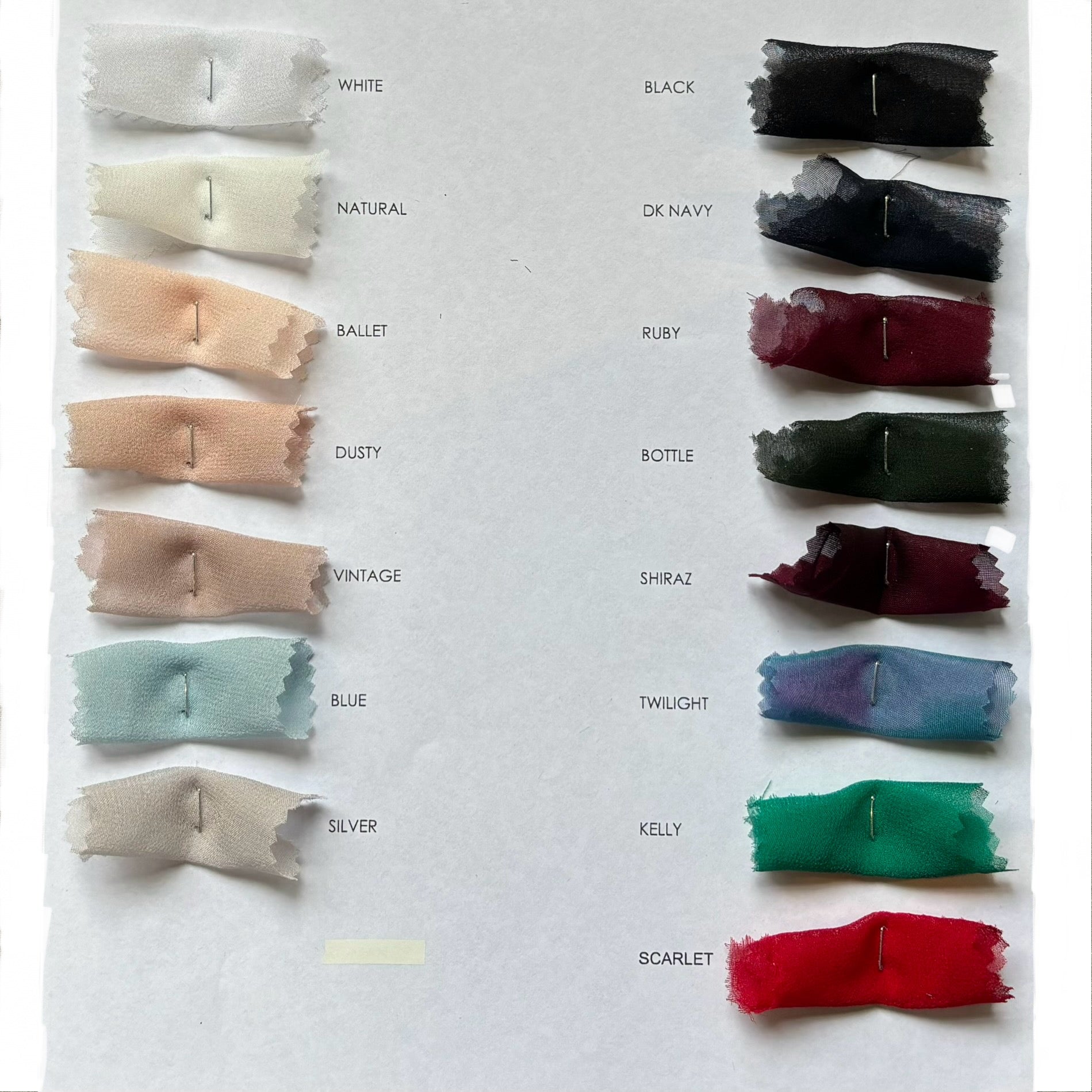 Featuring the Silk Georgette Color Card
