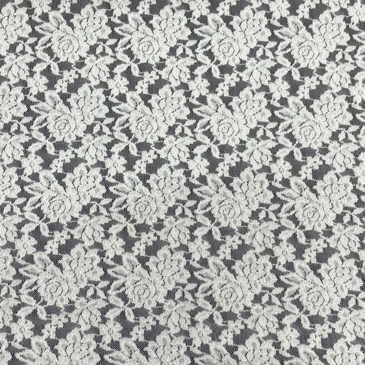 Stretch Lace Fabric, Scalloped Selvedge, per Metre Silver Grey 