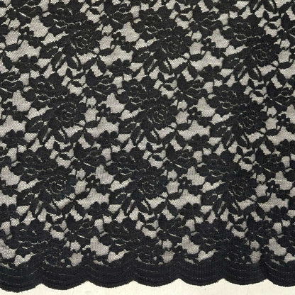 Presenting Dash Stretch Lace black cclored spandex and polyester blended floral body weight stretchable  lace fabric