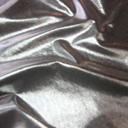 Metallica presenting the Silver color version of a stretch shiny polyester and spandex blend with good drape