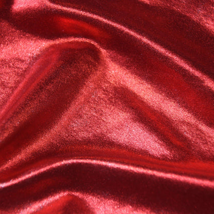 Metallica presenting the Red color version of a stretch shiny polyester and spandex blend with good drape