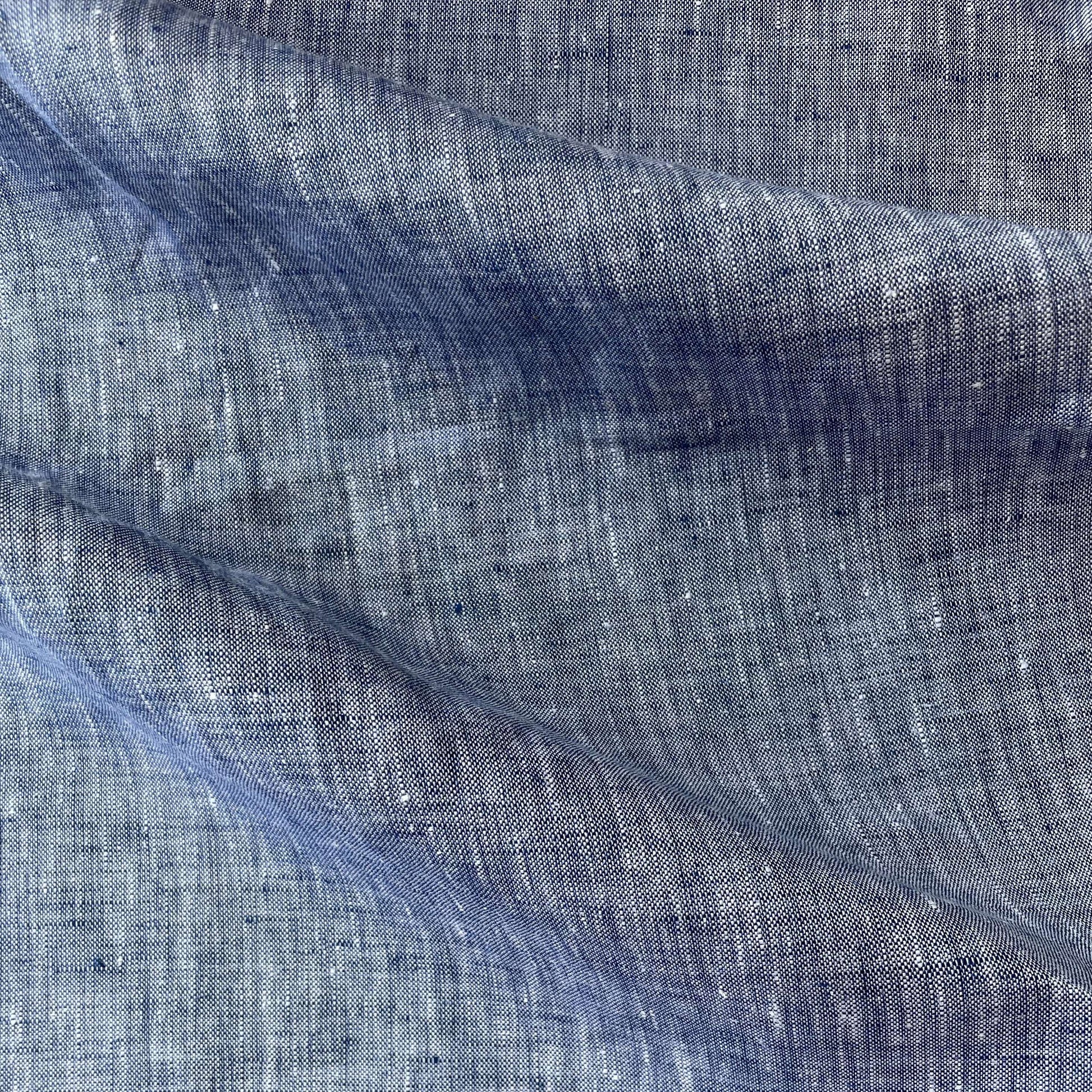 Hanky Linen presenting the denim color version of a dress weight breathable soft pure linen 