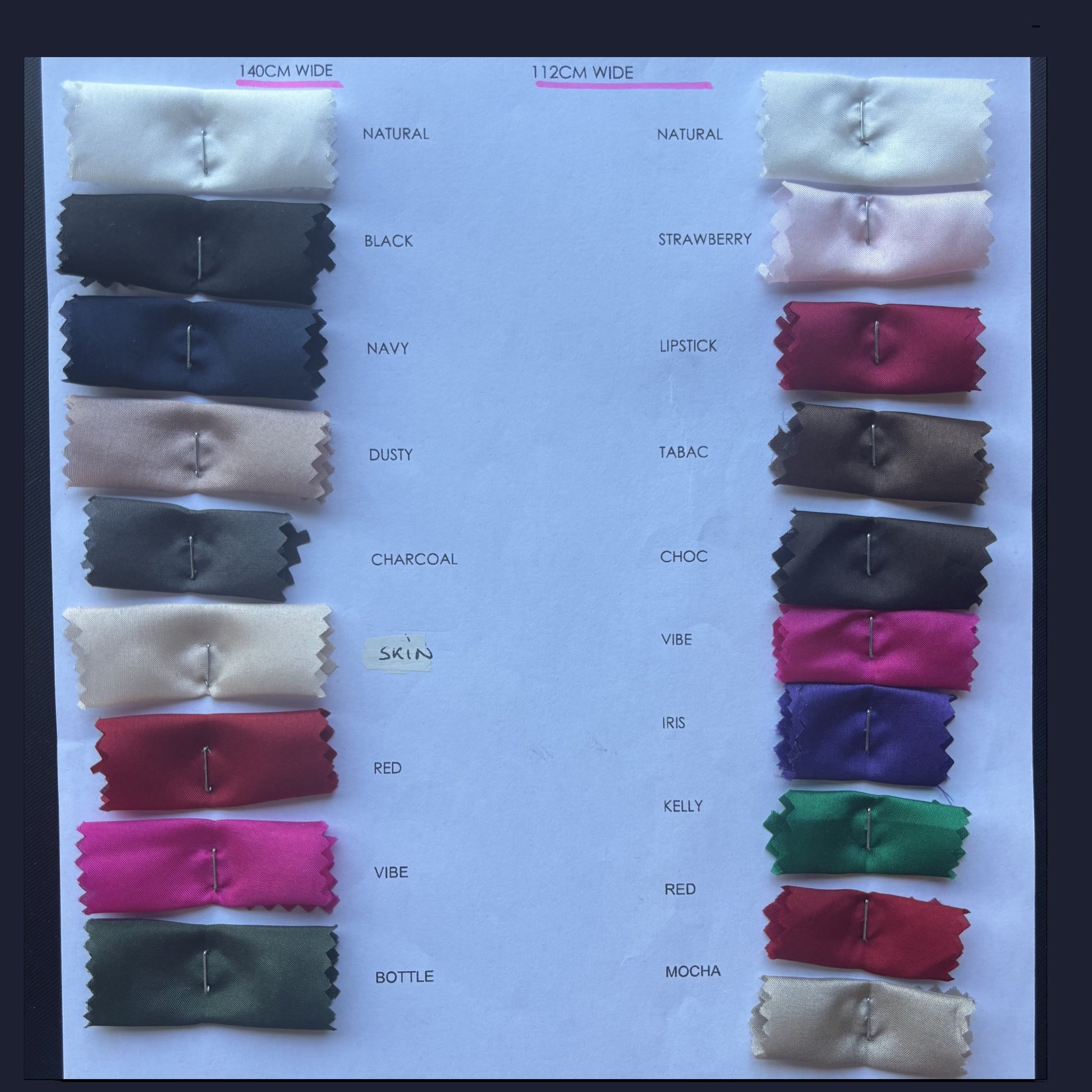 Displaying the Jap Silk 140cm full color card