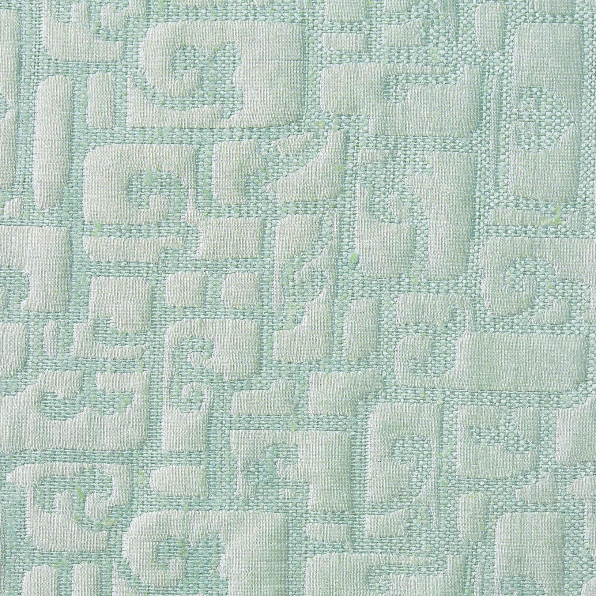 luxor presenting the mint color version of a heavy weight pure silk brocade with abstract Egyptian styled pattern