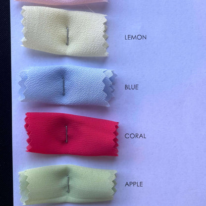 Presenting the lemon, blue, coral and apple colors on the microgette color card