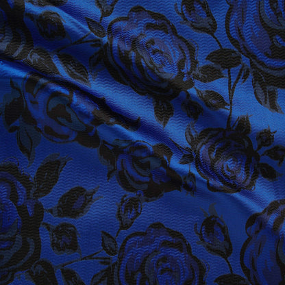 Presenting midnight rose with a blue base color polyester satin jacquard floral rose
